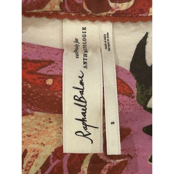 Raphael Balme Anthropologie Women's Floral Button Up Pajama Shirt size S - Picture 3 of 3